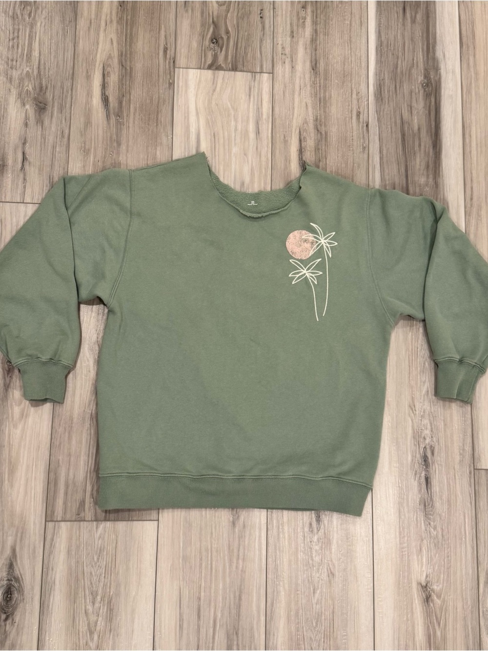 Hollister Olive Palm Graphic Pullover Sweatshirt